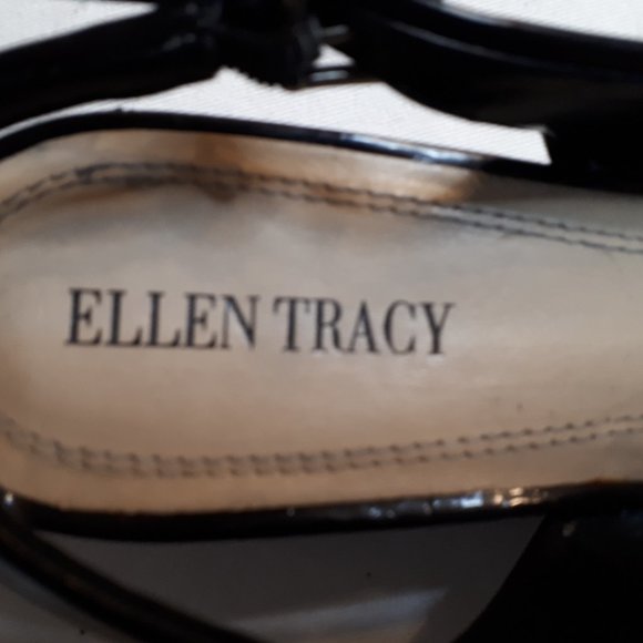 Ellen Tracy Black Low Heel Open Toe Sling Back - Picture 7 of 10